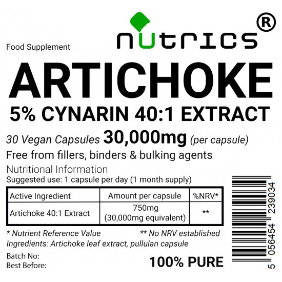 Artichoke 40:1 Extract 30,000mg V Capsules Artichoke 40:1 Extract 30,000mg V Capsules