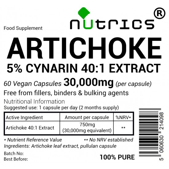 Artichoke 40:1 Extract 30,000mg V Capsules Artichoke 40:1 Extract 30,000mg V Capsules