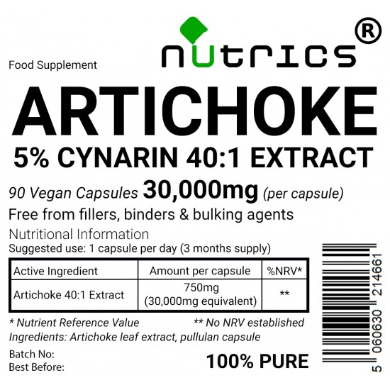 Artichoke 40:1 Extract 30,000mg V Capsules Artichoke 40:1 Extract 30,000mg V Capsules