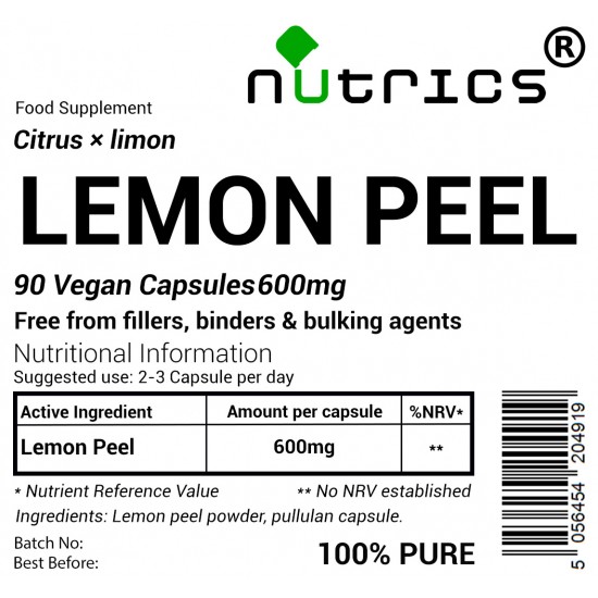 Lemon Peel 600mg Vegan Capsules Lemon Peel 600mg Vegan Capsules