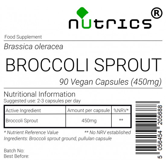 BROCCOLI SPROUT 450mg x 90 Pure Vegan Capsules for Bones Immune Detox