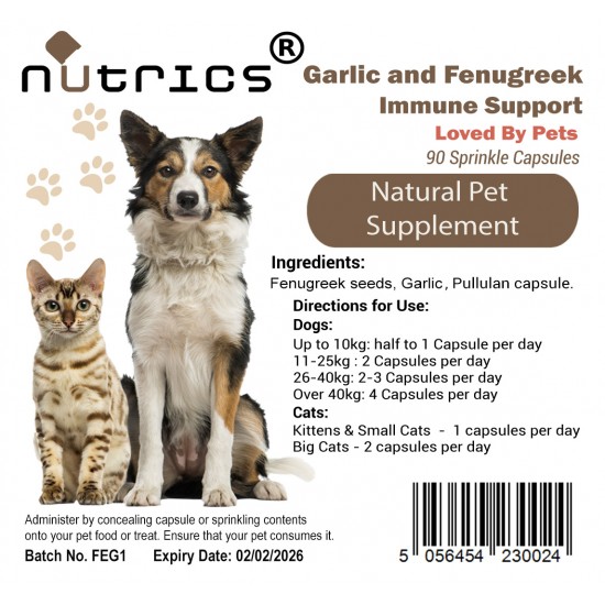 Garlic and Fenugreek for Dogs and Cats 90 Capsules - Immunity Support