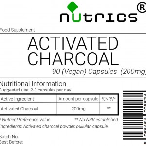 Activated Charcoal 200mg Vegan Capsules - Natural Detox Support 