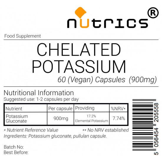 Chelated Potassium Gluconate 900mg V Capsules
