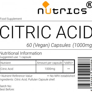 Citric Acid 1000mg Vegan Capsules 