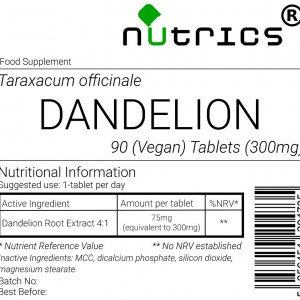 Dandelion Root 4:1 Extract 300mg Vegan Tablets - Natural Detox and Wellness 