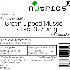 Green Lipped Mussel 5:1 Extract 3250mg Capsules 