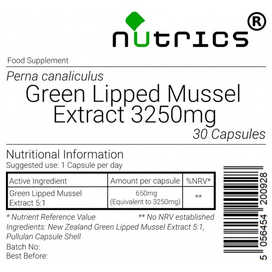 Green Lipped Mussel Extract  3250mg Capsules 