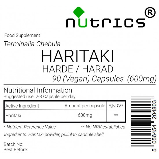 HARITAKI Harad Harde 600mg Vegan Capsules 