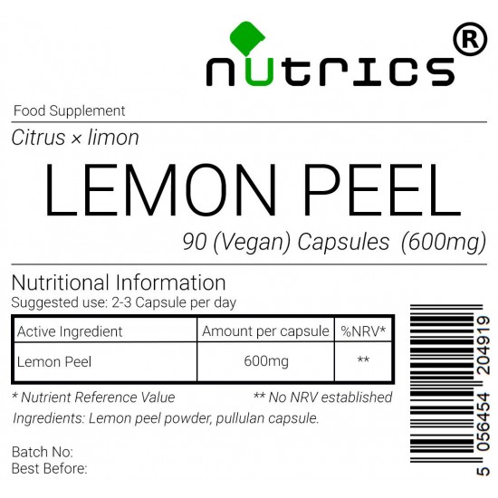 Lemon Peel 600mg Vegan Capsules 