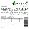 Mushroom Blend Reishi, Chaga, Shiitake, Maitake, Lion's Mane, Cordyceps and White fungus 600mg  Organic Vegan Capsules 