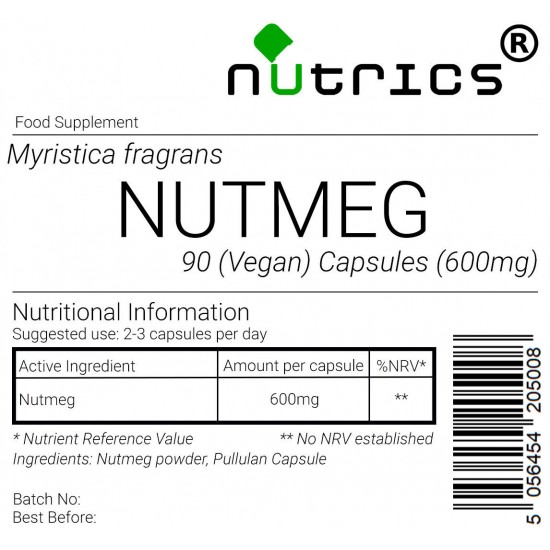 Nutmeg 600mg Vegan Capsules 