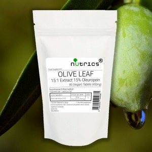 Olive Leaf 15:1 Extract 450mg Vegan Tablets - Potent Immune Support with 15% Oleuropein 