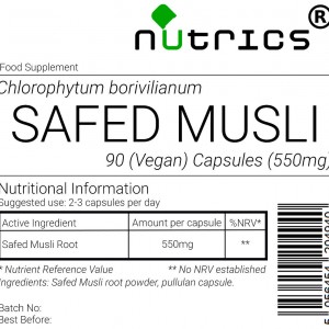 SAFED MUSLI White MUSALI 550mg Vegan Capsules 