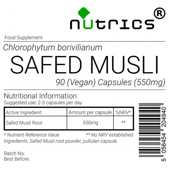 SAFED MUSLI White MUSALI 550mg Vegan Capsules 