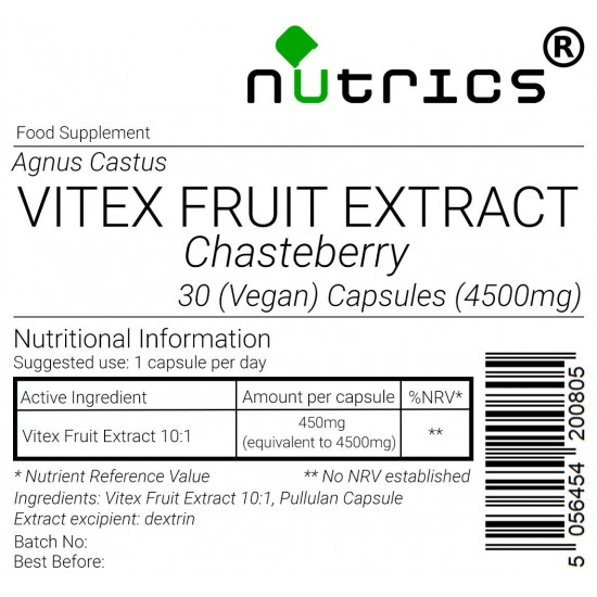 Vitex Fruit 10:1 Extract 4500mg Vegan Capsules 