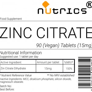 Zinc Citrate 15mg  V Tablets