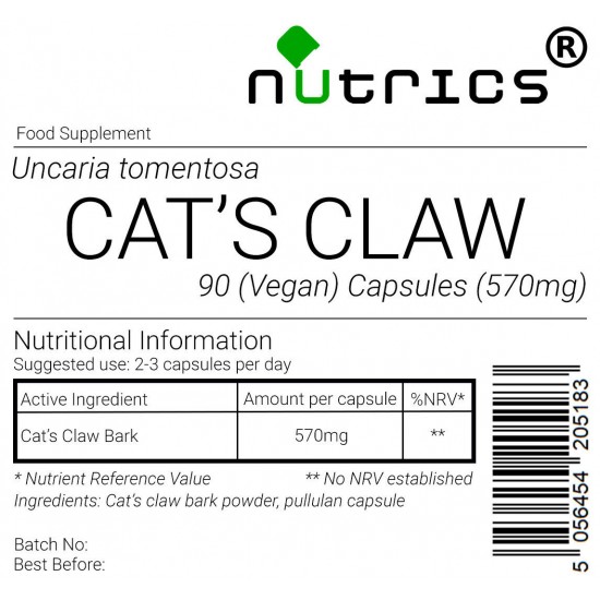 Cat's Claw Bark 570mg Vegan Capsules 