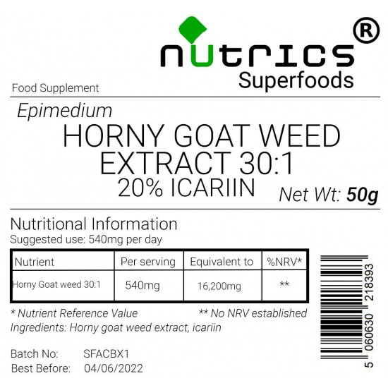 Horny Goat Weed 30:1 Extract 20% icariins Vegan Powder 