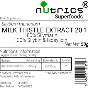 Milk Thistle 40:1 Extract 80%Silymarin 30%Silybin & Isosilybin Vegan Powder  