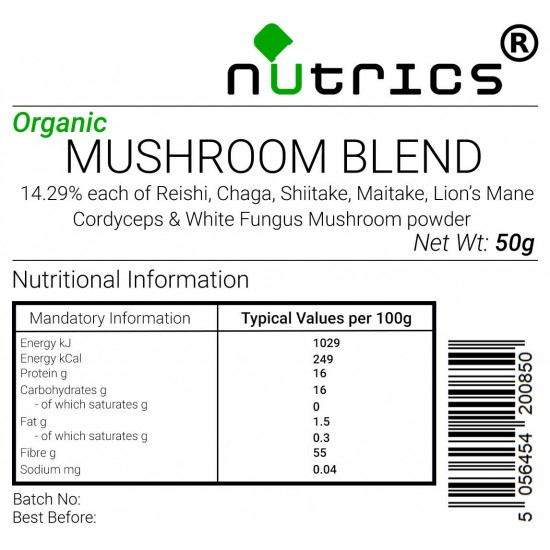 Mushroom Blend  Organic Vegan Powder 50g