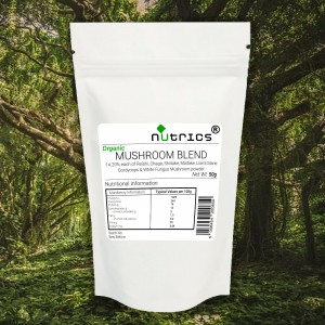 Mushroom Blend Reishi Chaga Shiitake Maitake Lion's Mane Cordyceps White fungus Organic Vegan Powder 50g