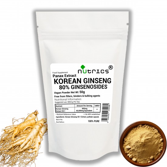 Korean Ginseng 50:1 80% Ginsenosides Extract Vegan Powder 