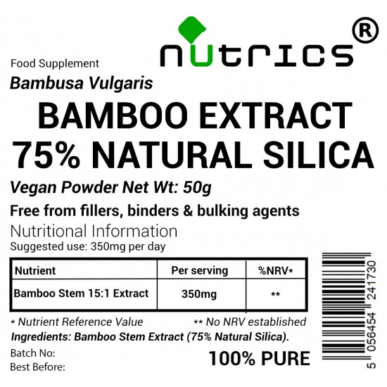 Bamboo Extract Bambusa Vulgaris Vegan Powder 75% Natural Silica