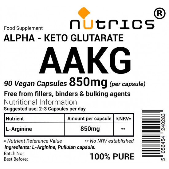 Arginine AAKG  850mg V Capsules