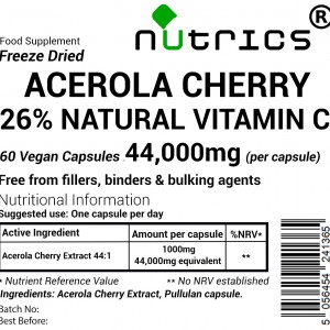 Acerola Cherry Extract 44:1 1000mg Vegan Capsules