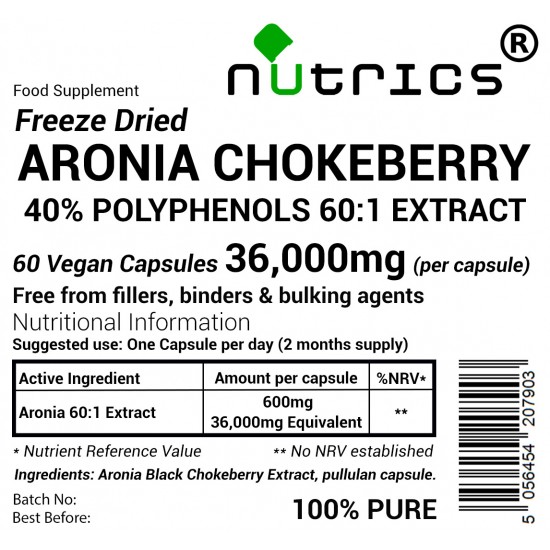 ARONIA BLACK CHOKEBERRY EXTRACT 36,000mg Vegan Capsules 