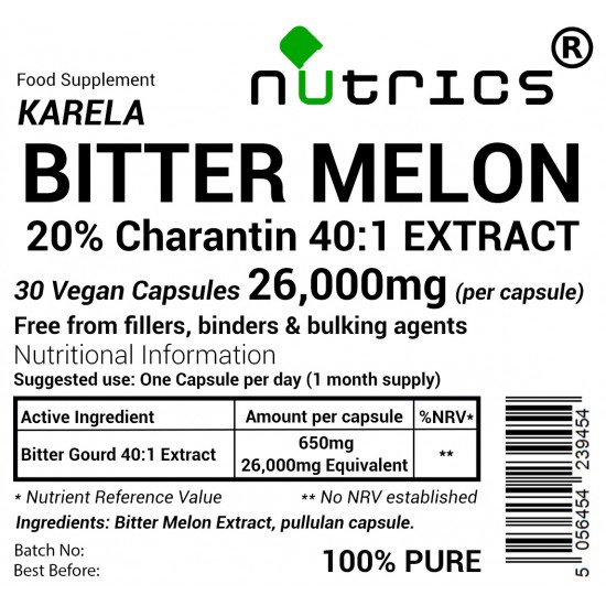 BITTER MELON BITTER GOURD 26000mg  Vegan Capsules 