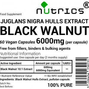 BLACK WALNUT EXTRACT 6000mg Vegan Capsules 
