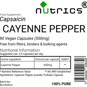 Cayenne Pepper (Capsaicin) 550mg V Capsules