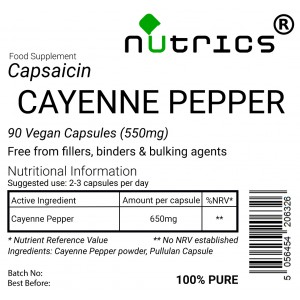 Cayenne Pepper (Capsaicin) 550mg V Capsules