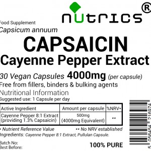 Cayenne Pepper (Capsaicin) Extract 4000mg V Capsules