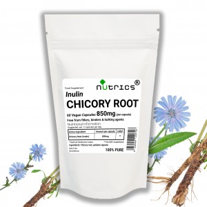 CHICORY ROOT 850mg x 60 Vegan Capsules Prebiotic Fibre INULIN 100% Pure
