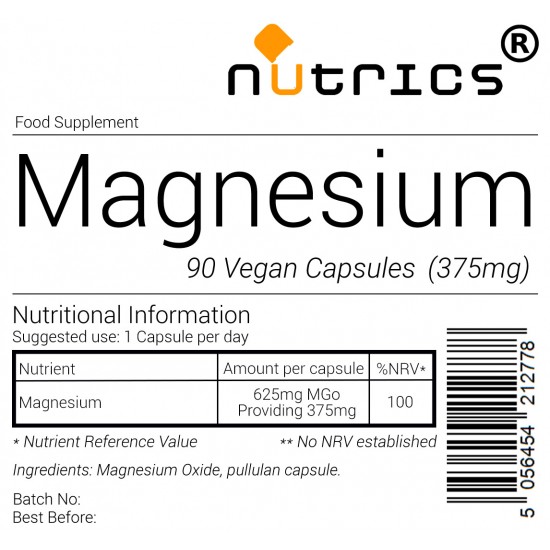 Elemental Magnesium 375mg 90 Vegan Capsules