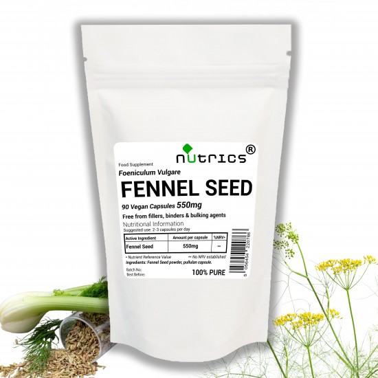 Fennel Seed 550mg  90 Vegan Capsules 