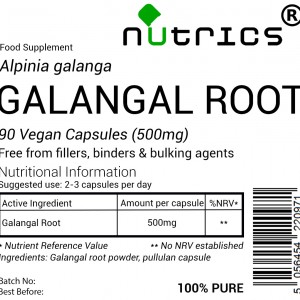 Galangal Root 500mg x 90 Vegan Capsules 100% Pure Blue Ginger