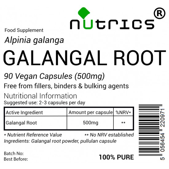 Galangal Root 500mg x 90 Vegan Capsules 100% Pure Blue Ginger
