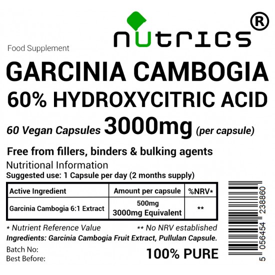 Garcinia Cambogia Extract 3,000mg V Capsules