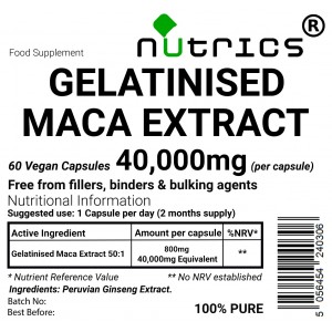 Maca Root Extract Gelatinised 40,000mg  V Capsules