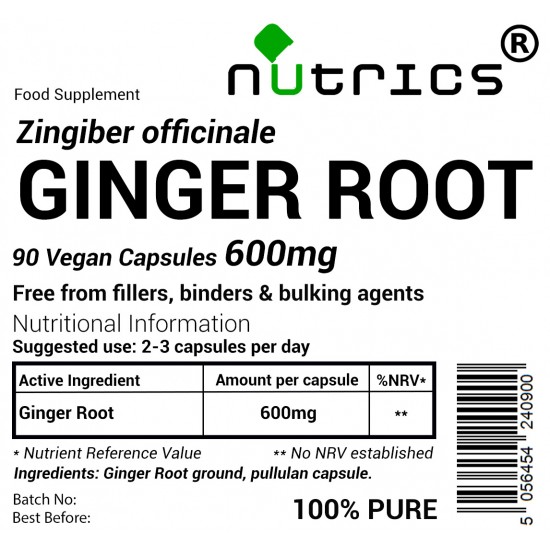 Ginger Root 600mg V Capsules