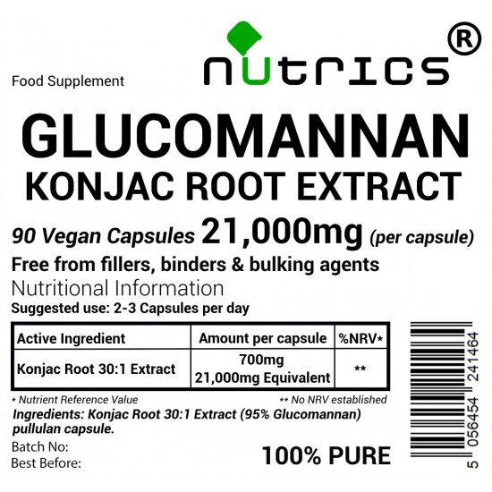 Glucomannan konjac Fibre Extract 21,000mg V Capsules