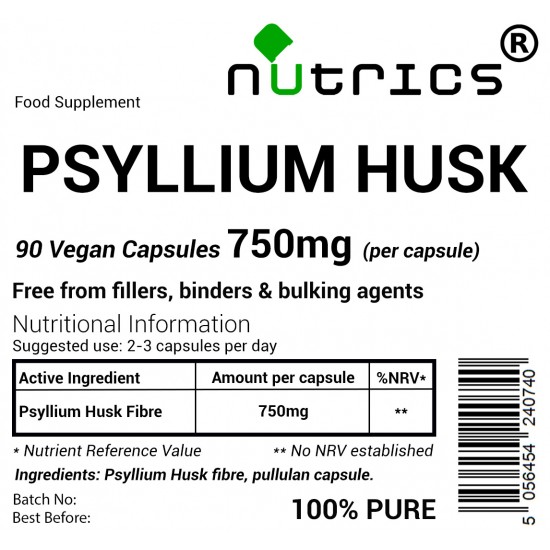 Psyllium Husk (Organic) 750mg V Capsules