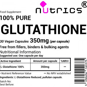 L-Glutathione 350mg  Vegan Capsules L GLUTATHIONE Reduced  - Master Antioxidant for Skin and Immune Health 