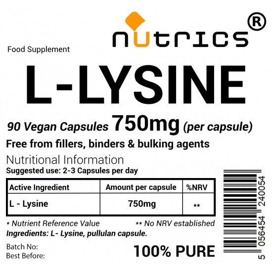L-Lysine 750mg V Capsules