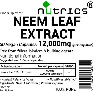 Neem Leaf Extract 12,000mg V Capsules