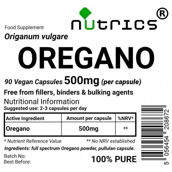 OREGANO 500mg x 90 Vegan Capsules 